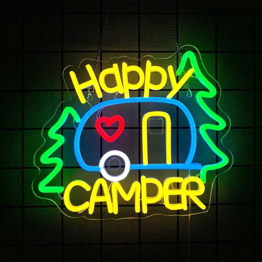 Neon Sign Of Camping Series Cartoon Icon Of Rv The Best Gift For Camping Hobby Car Used For Room Club And Party Art Decor H251201
