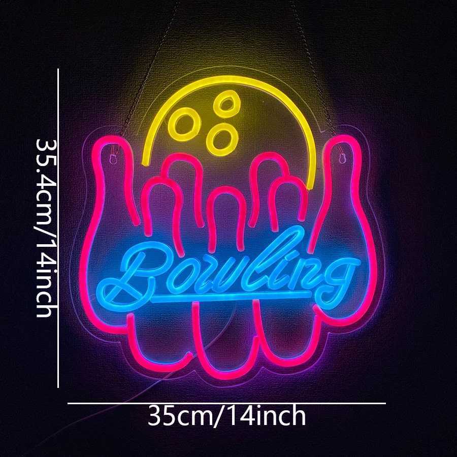 Neon Bowling Lights sign Neon Signs Decorated On Walls Led Signs Bars And Clubs Holiday Parties Bowling Roomschritmas Gift H251201