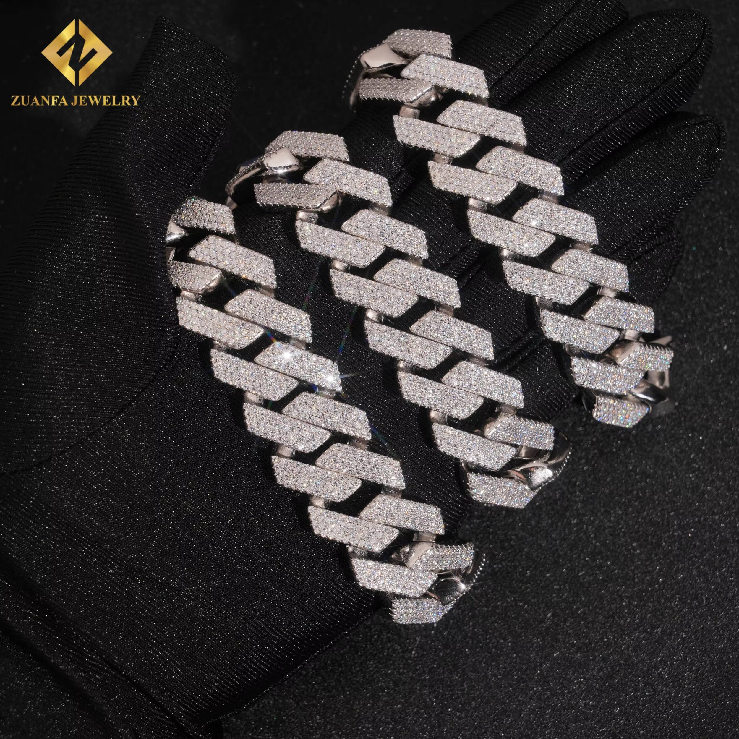 Big Chain 20mm Moissanite Chain Cuban Links 925 Silver Cuban Link Chain Necklace Pass Diamond Tester