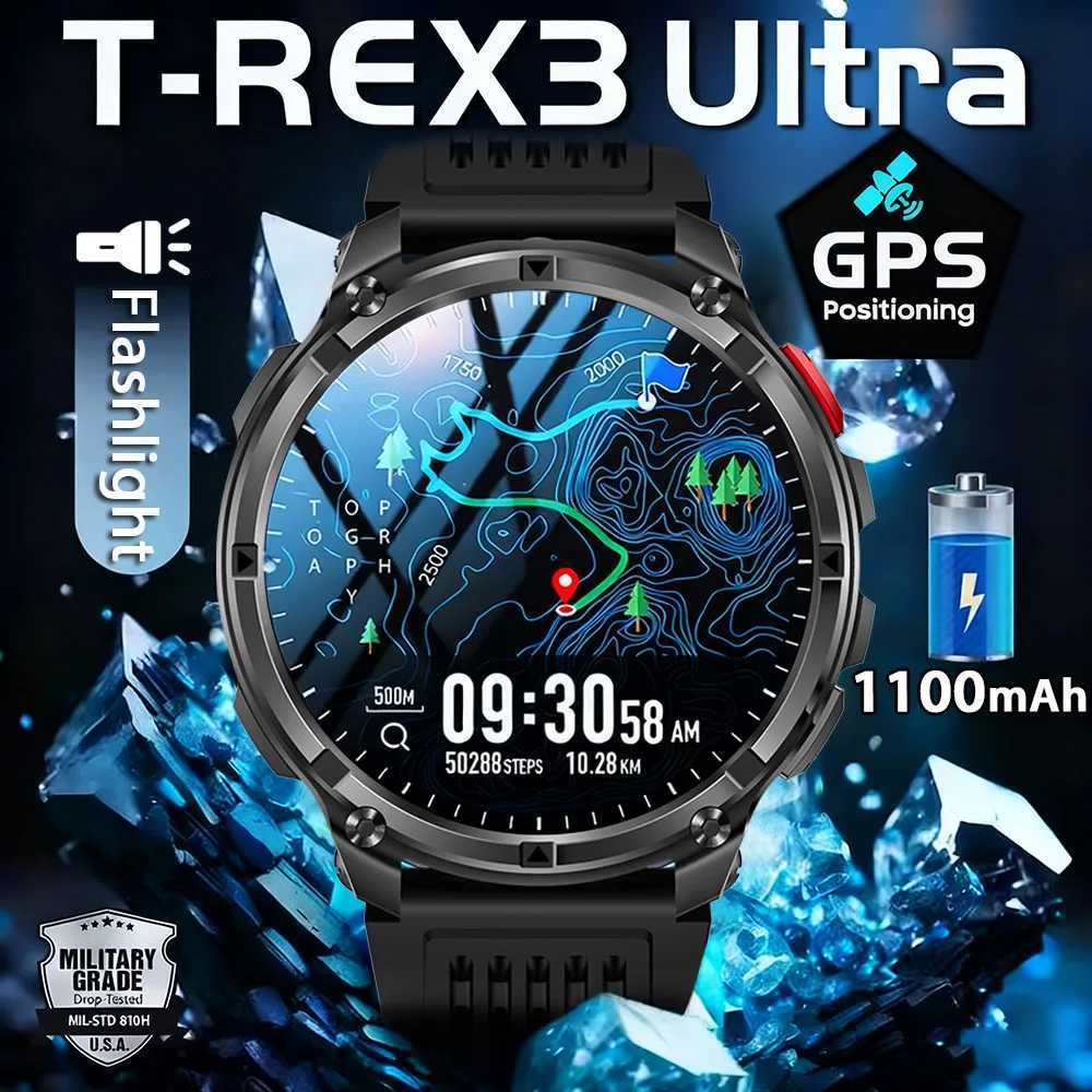 New T-Rex3 tra 1100mAh Battery Smart Watch GPS Track Cpass IP69K Waterproof Sports tracker Outdoors Military Smartwatches C251203