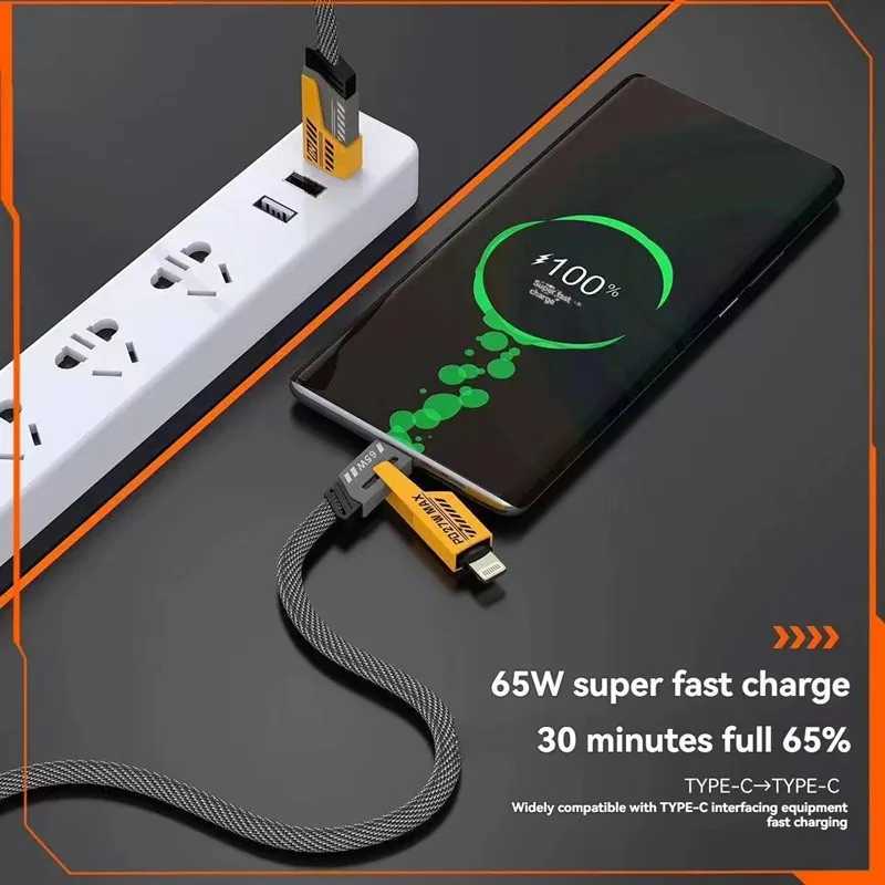 65W Four-in-one Mti-function Fast Data Cable USB Type C PD er Fast Charging Various Mobile Phone For iPhone C251203