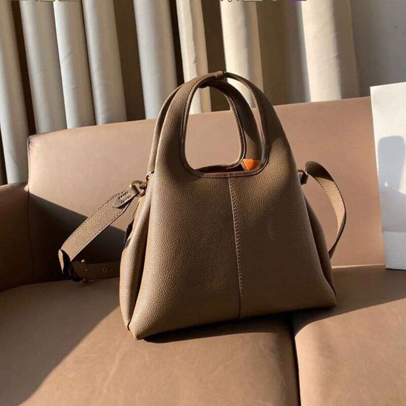 Women S Lychee Pattern Lana Vegetable Basket Shoulder Messenger Retro Portable Bag Bucket Type New