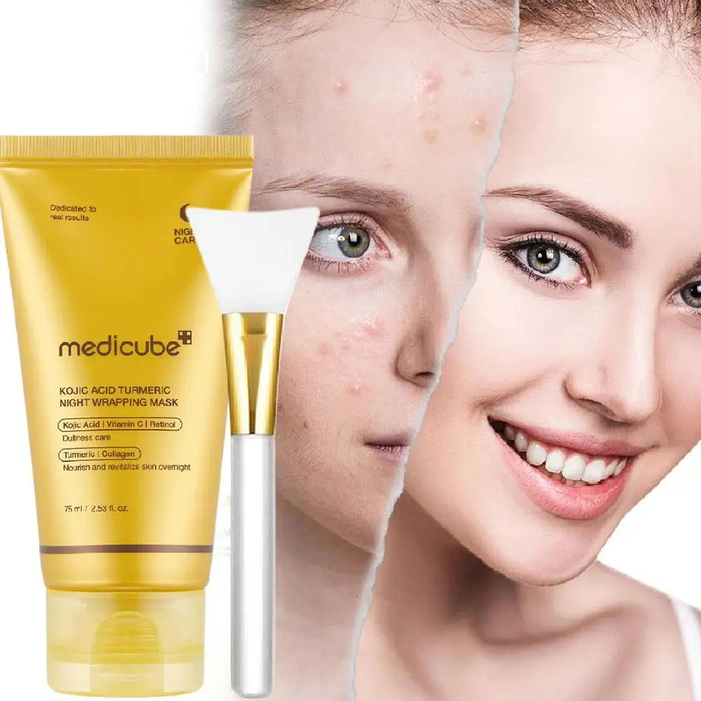 Medicube Turmeric Collagen Face Mask Overnight Peel off Wrapping Facial Mask Reduce Sagging Brighten Dullness Glowing Skincare 251129