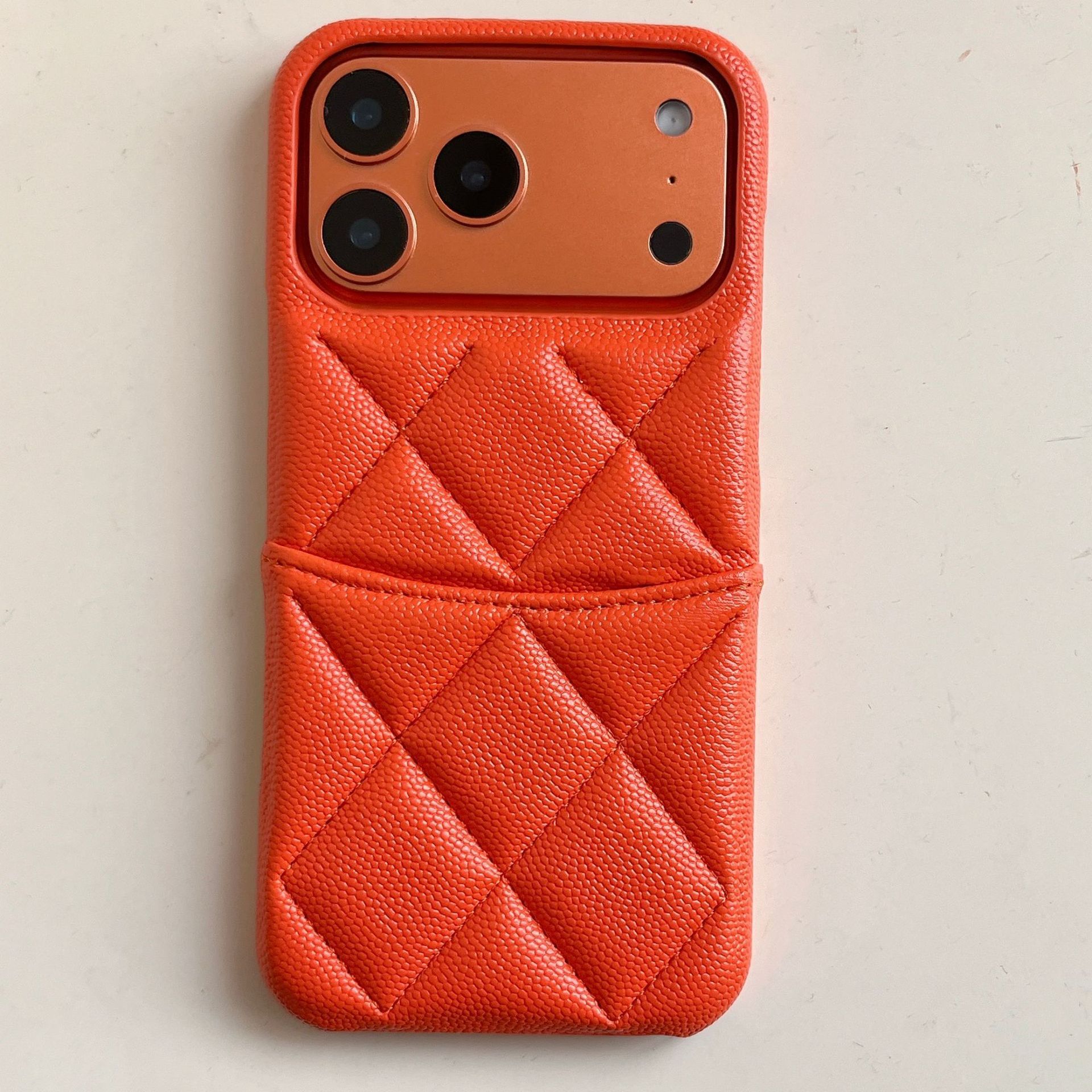 Lychee Pattern Leather Phone Case iPhone 17 Pro Max Style Quilted Luxury Apple 16/15/14 Pro Goddess