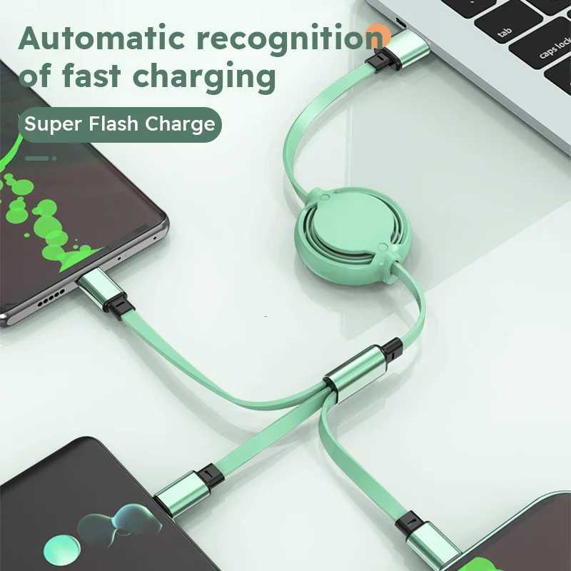3 In 1 USB Cable Retractable Data Cord For Iphone Mti Port Mtiple Charging Wire C251203