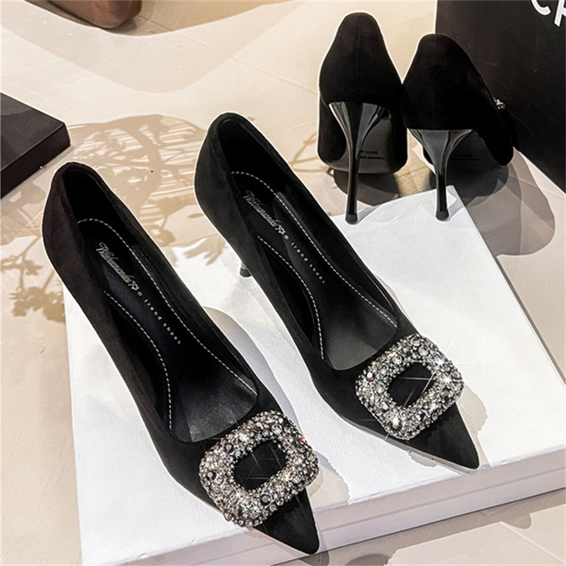 Free shipping Designer Dress Shoes 2025 new highheeled shoes with feminine temperament thin heels black pointed black