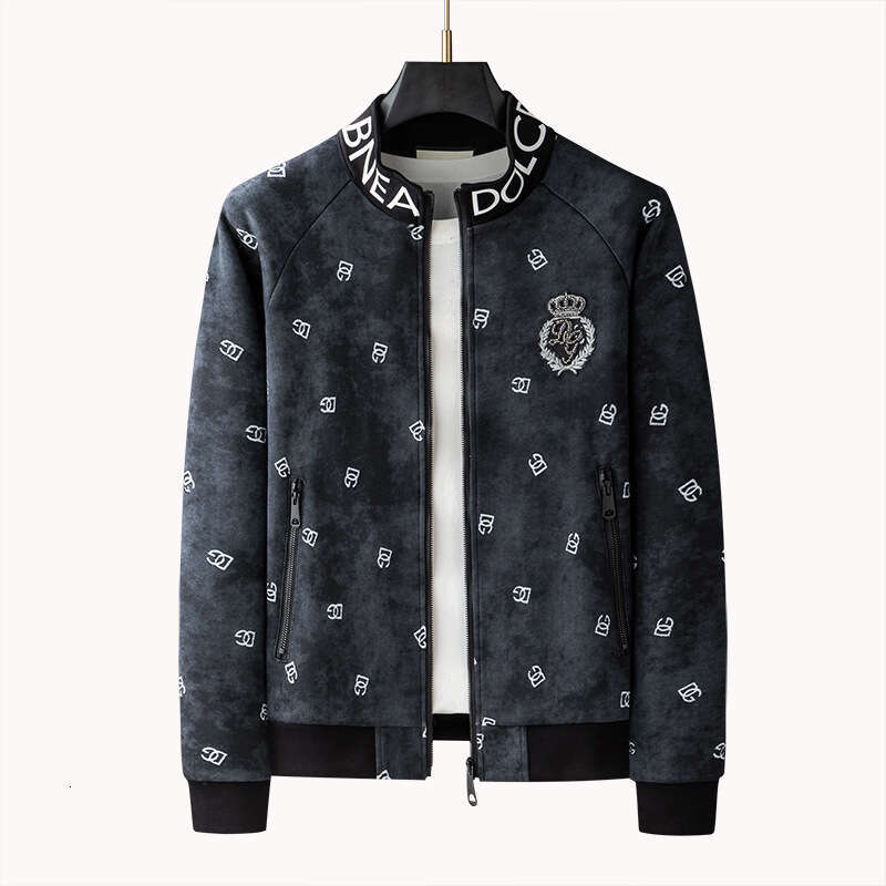 Light Luxury Clothing 2025 Autumn Winter New Letter Burnt Flower Jacket Men's Personalized Embroidery Stand Collar Sweatshirt Men