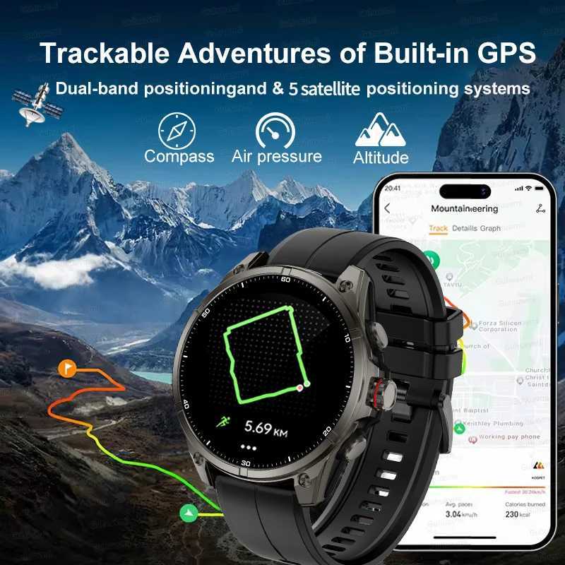 2025 Military Outdoor Sports Smartwatch Men GPS trackr 10ATM Flashlight 143 HD Display Sn Call Fitness Watches C251203