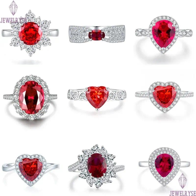 red diamond designer bands rings for women wedding luxury 925 sterling silver love pear heart ring 8A zirconia mariage engagement wed woman jewelry gi