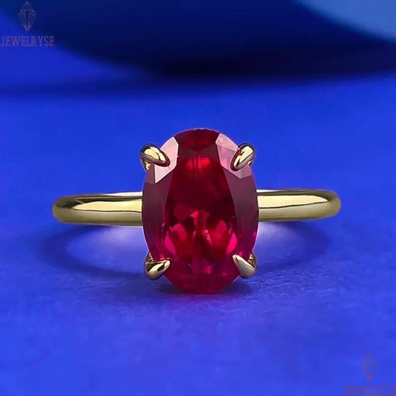 luxurious red oval cut diamond gold ring for woman s925 sterling silver wed wedding party 5A cubic zirconia luxury designer engagement rings jewelry s