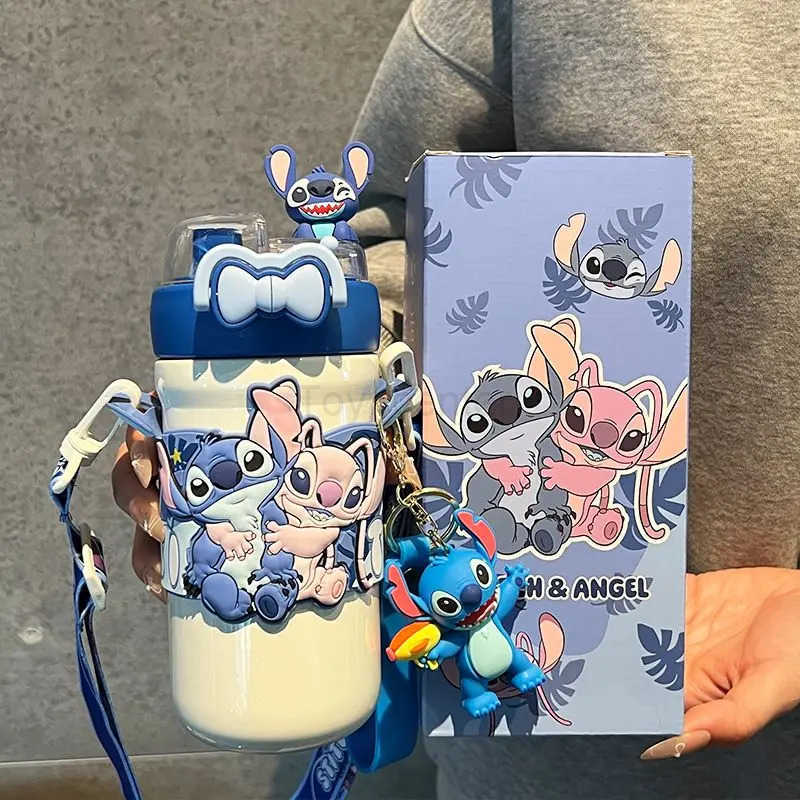 Disney Stitch 500ml Thermal Cup LiloStitch Portable Large Capacity Outdoor Sports Water Cup Drinking Stainless Steel Bottle H251203