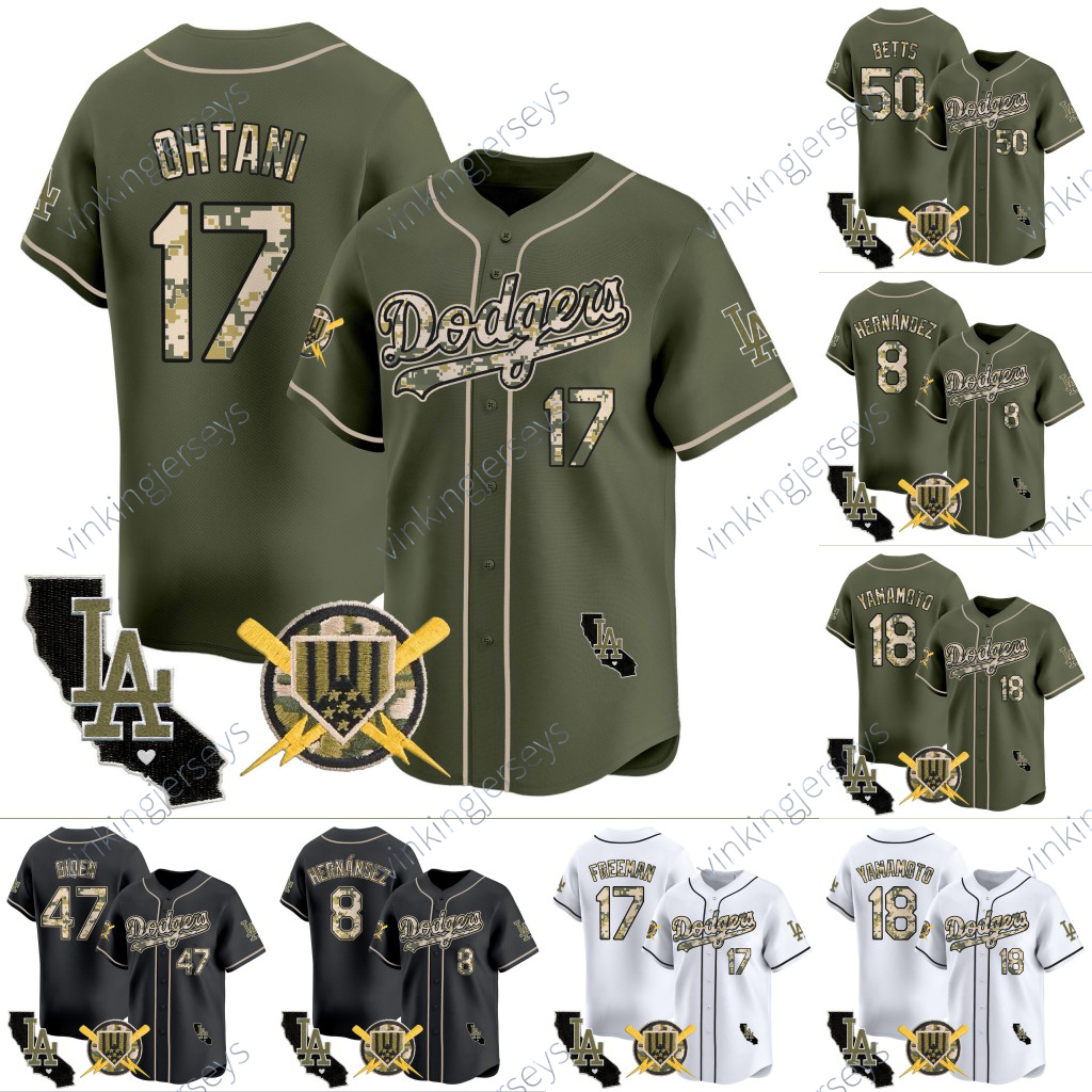 Dodgers Armed Forces Day Jersey Ohtani Freeman Yamamoto Mookie Betts Valenzuela Muncy Chris Taylor Edman Smith Treinen Enrique Hernandez