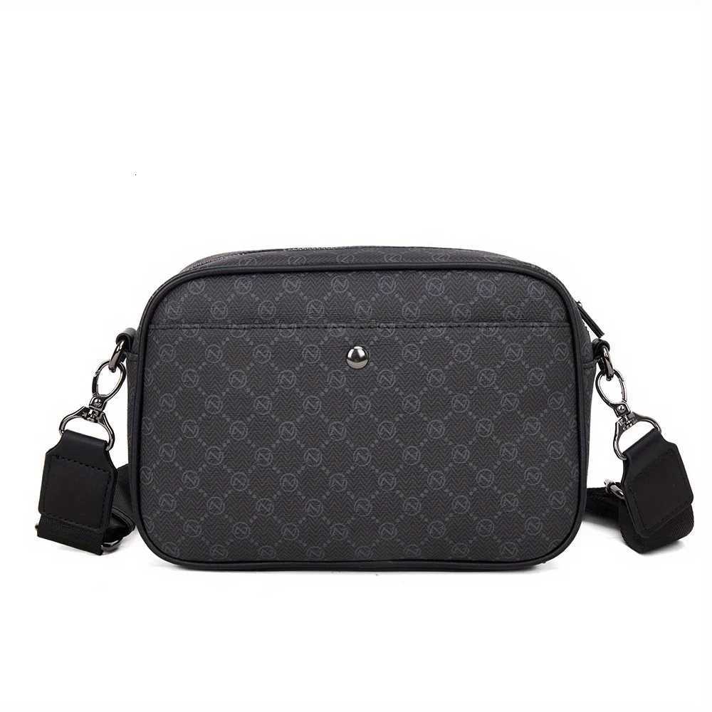 Hip Hop Rock Men's PU Crossbody Shoulder Bag, Waterproof Zipper Closure, Plain Black/Grey with Polyester Lining