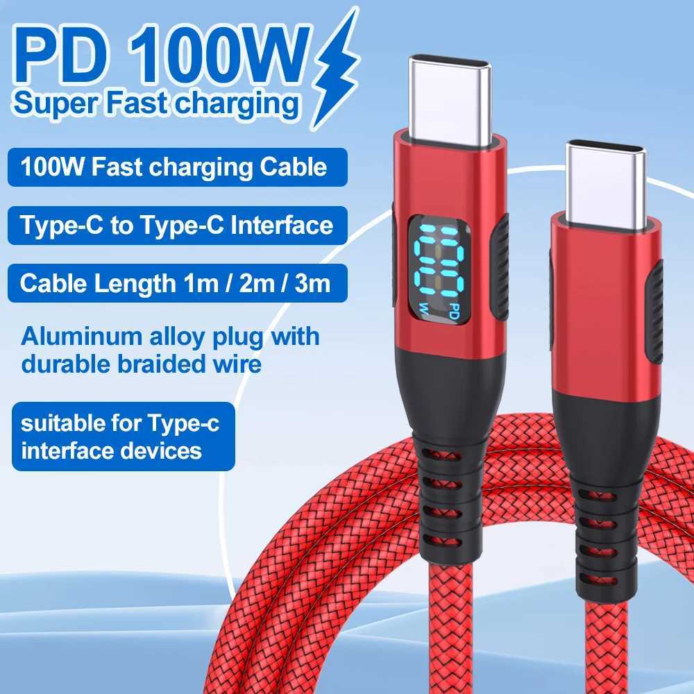 100W USB C to USB C Fast Charging Cable with 480Mbps Transfer Speed Red Nylon Data Cord for Devs C251203