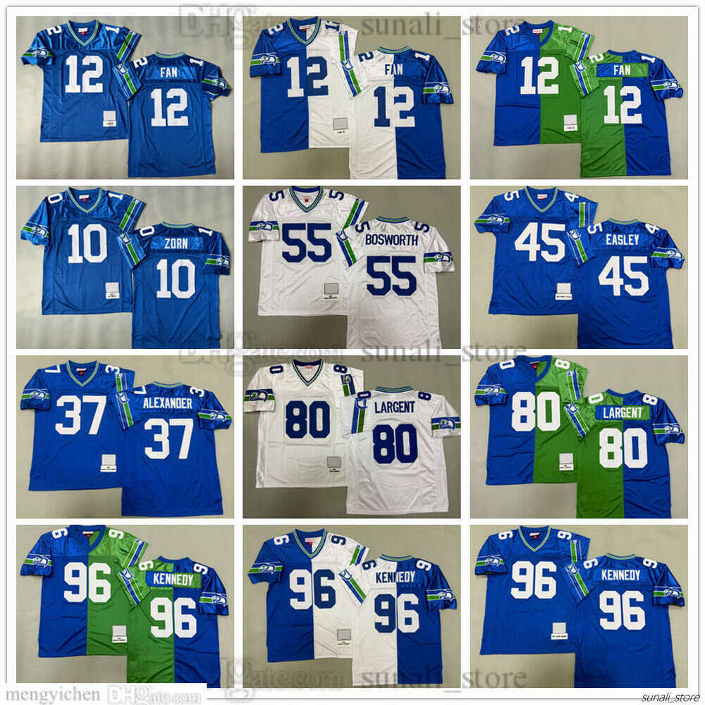 Men's Vintage Football Jerseys 80 Steve Largent 12 Fan 96 Kennedy 10 Jim Zorn 45 Kenny Easley 37 ShaunAlexander 55 BrianBosworth Retro Mesh All Stitched
