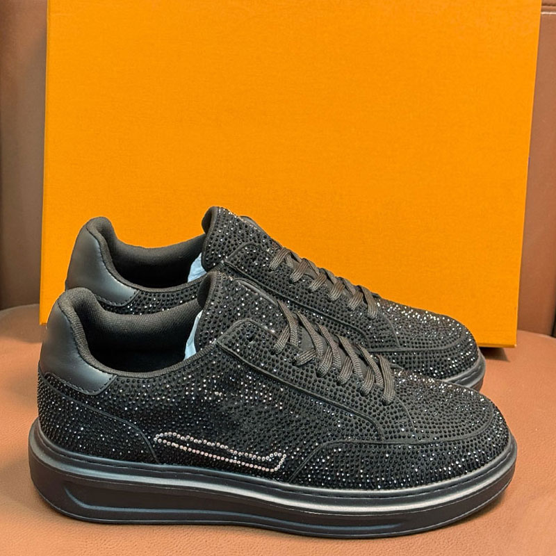 Mens Luxury Crystal Trainer Sneaker Designer Monogram Running Shoes men Leather Lace Up Casual shoe Rubber Outsole sizes 38-46