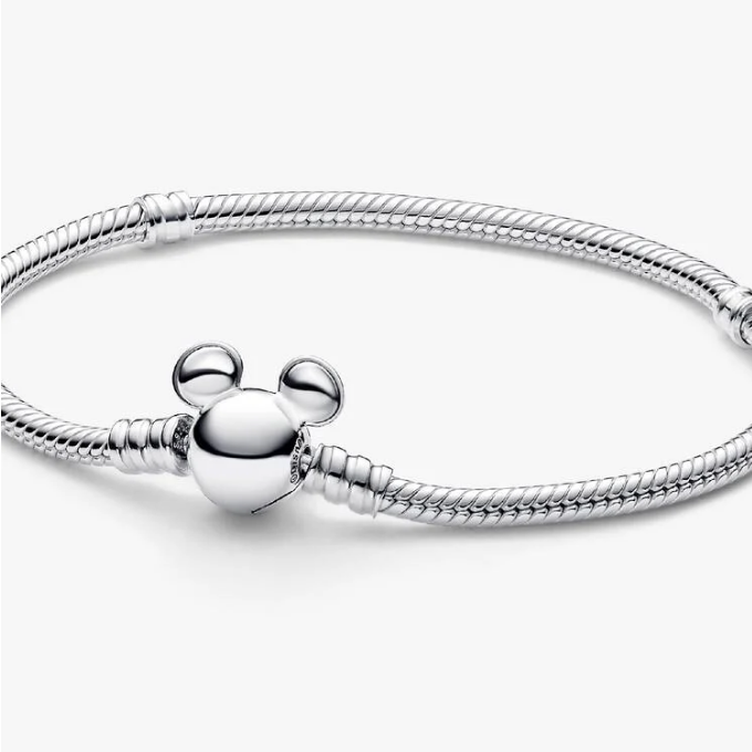 925 Sterling Silver Mouse Clasp Moments Snake Chain Bracelet Fit Charm Bead DIY Making Jewelry Gift For Women