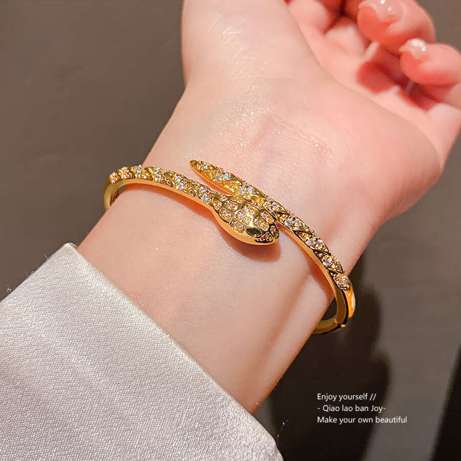 Bracelet Designer Luxury bangle jewelry snake 18K Real Gold Plated Zircon Open Unique Niche Design Bracelets High end Feel Women's festival birth