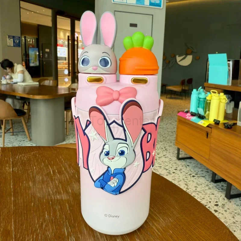 Disney Zootopia Judy Insulated Straw Cup Cute Girl Boy High Beauty Water Bottle for Students Outdoor Christmas Gifts H251203