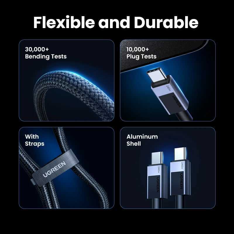 UGREEN PD 240W USB C to USB C Cable PD31 Fast Charge for Book Laptop iPhone 17 16 iPad S25 S24 5A PD Charging Cable C251203