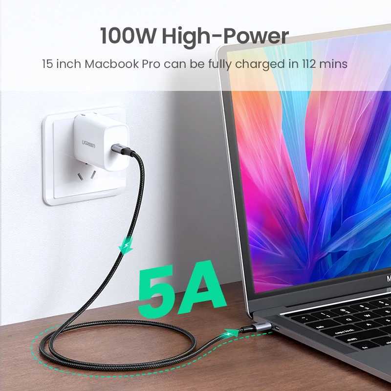 UGREEN 100W USB Type C to USB C Cable for S25 iPhone 17 16 Fast Charger Cable 5A for Book Quick Charge 40 USB Cord C251203