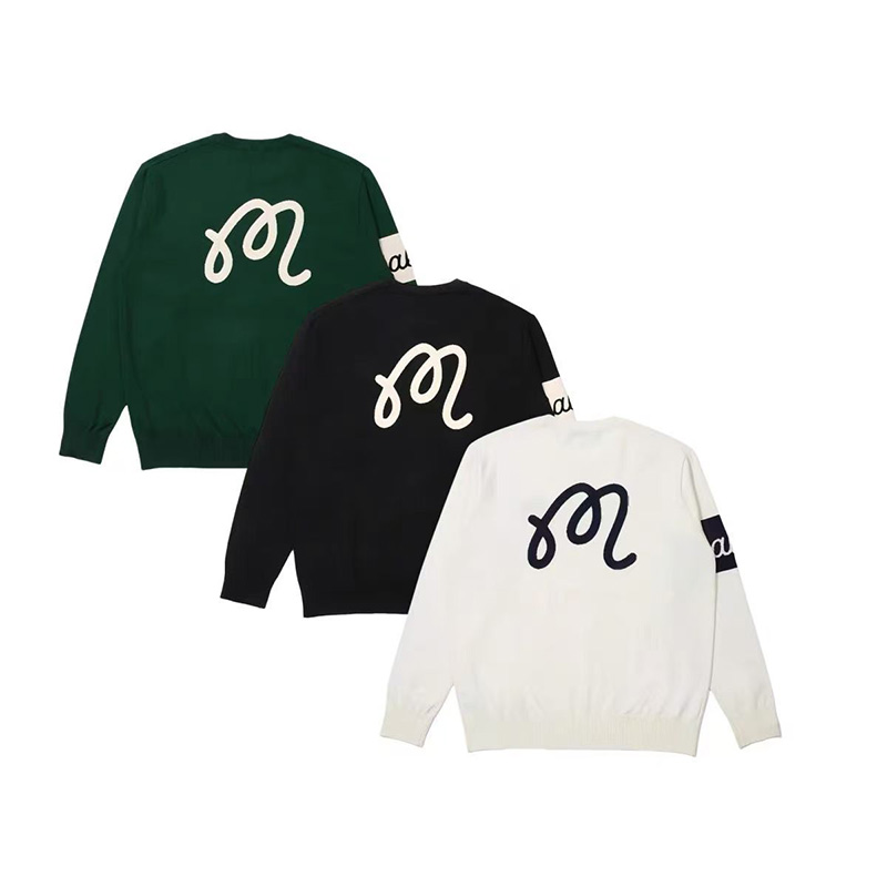 Autumn and Winter New Product Women's Golf Outdoor Sports Top Versatile Round Neck Long Sleeve Woolen Sleeves Fashion Ladies Contrast Knitted Shirt