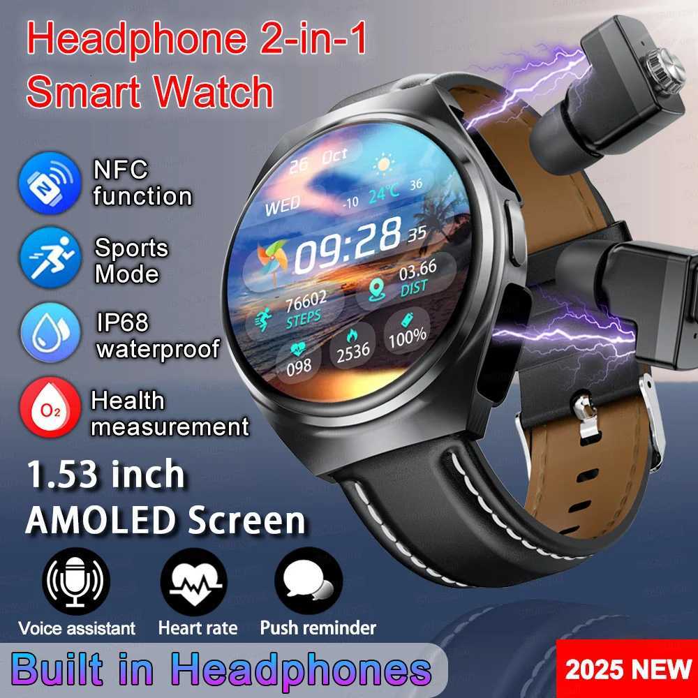 2025 New Man Smart Watch TWS set Two In One Wireless Dual Earbuds Call Health Monitor Sport Tracker NFC Smartwatch C251203