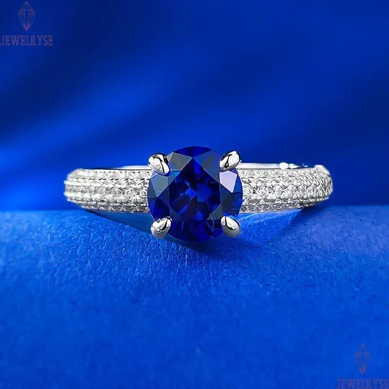 blue diamond sapphire designer ring for woman wed 925 sterling silver 5A zirconia round sqaure heart luxury wedding engagement womens rings jewelry gi