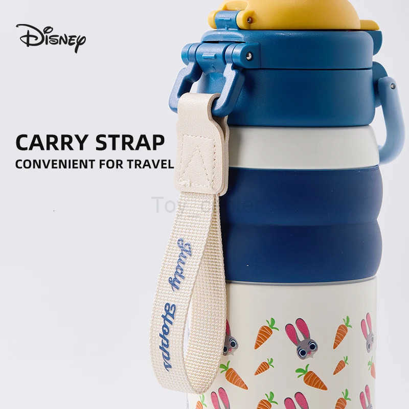 Disney Zootopia Childrens Water Bottle Insulated Cup with Straw Unisex School Use Dual-Drink Cup Large Capacity Thermos Flask H251203