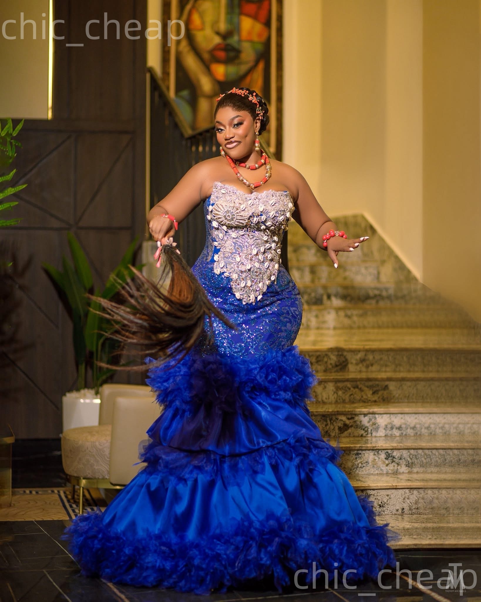 Aso Ebi Royal Blue Mermaid Prom Dresses 2026 Lace Crystals Satin Evening Formal Party Second Birthday Engagement Gowns Plus Size Dress For Special Occ
