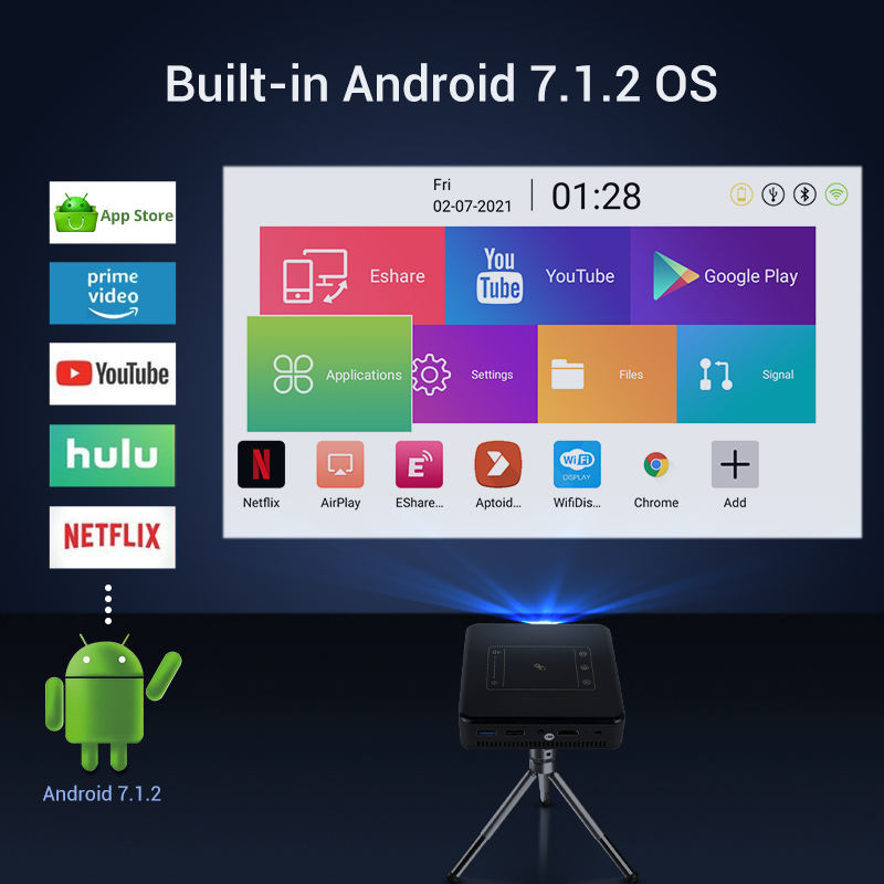 2026 New D13 DLP Intelligent Portable Projector Android Projector High Brightness Mobile Projection Projector