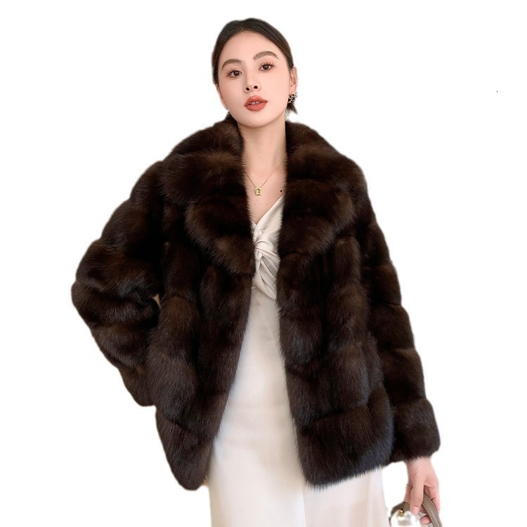 Thick Warm Outerwear Natural Real Fox Fur Coat Women Winter Warm Fur Jacket Plus Size Outwear Female Vest Coats Beig 241121