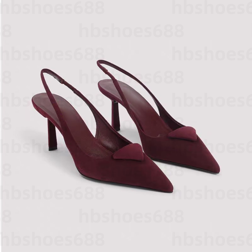 designer sandals fashion pointed toe slingback sandals luxury suede leather 5 5cm middle heel dress shoes womens party evening shoes high heels size 3542 with box