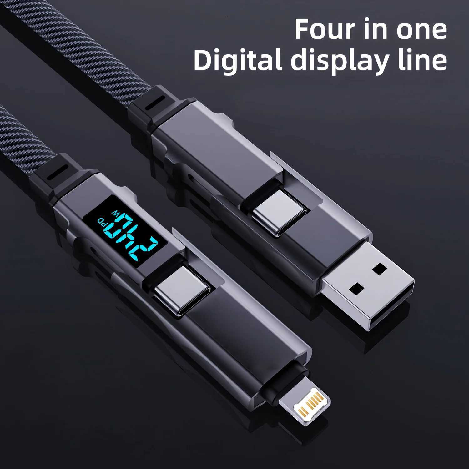 Digital Display 4 In 1 PD 240W USB Type C Data Cable Fast Charging For iPhone 15 Redmi Cable Fast Charger C251203