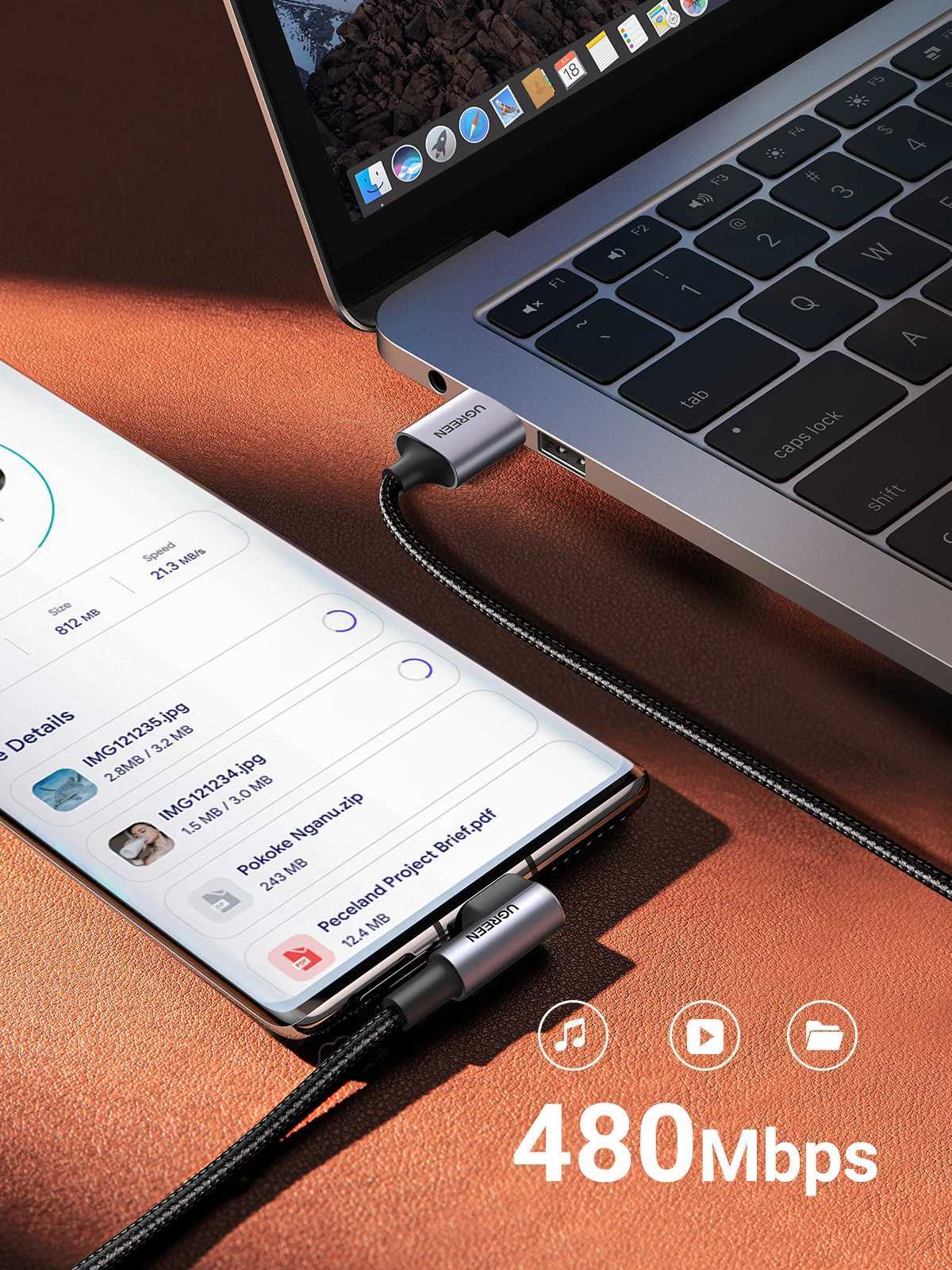 Ugreen USB C Cable for S9 S10 Plus Quick Charge 30 Right Angled USB Type C Fast Charger Data Cable for Game USB-C Wire C251203