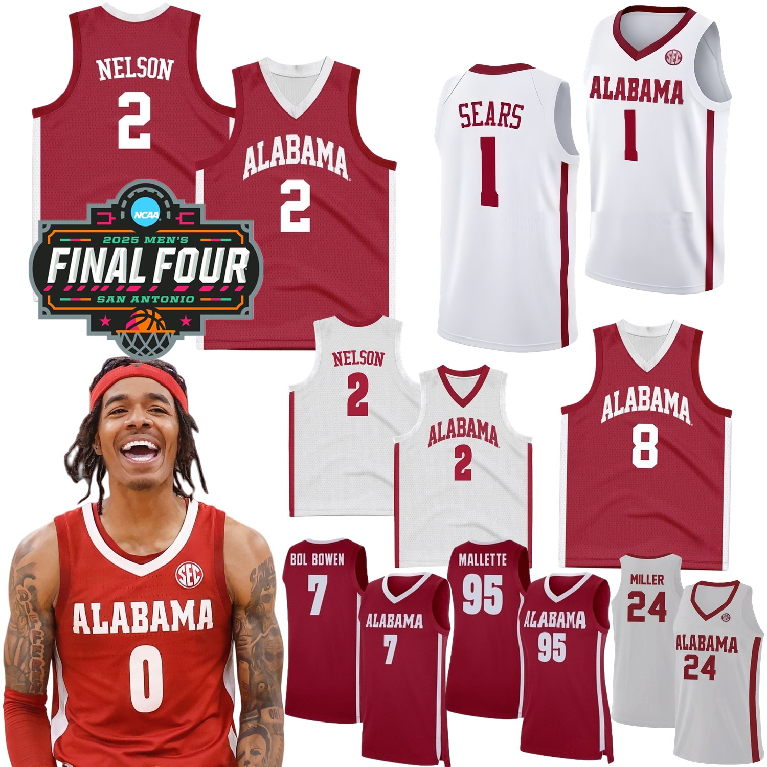 Alabama Crimson Tide Basketball Jersey College Labaron Philon Jr. Aden Holloway Taylor Bol Bowen Mallette Aiden Sherrell Amari Allen Wrightsell Jemison Women Youth