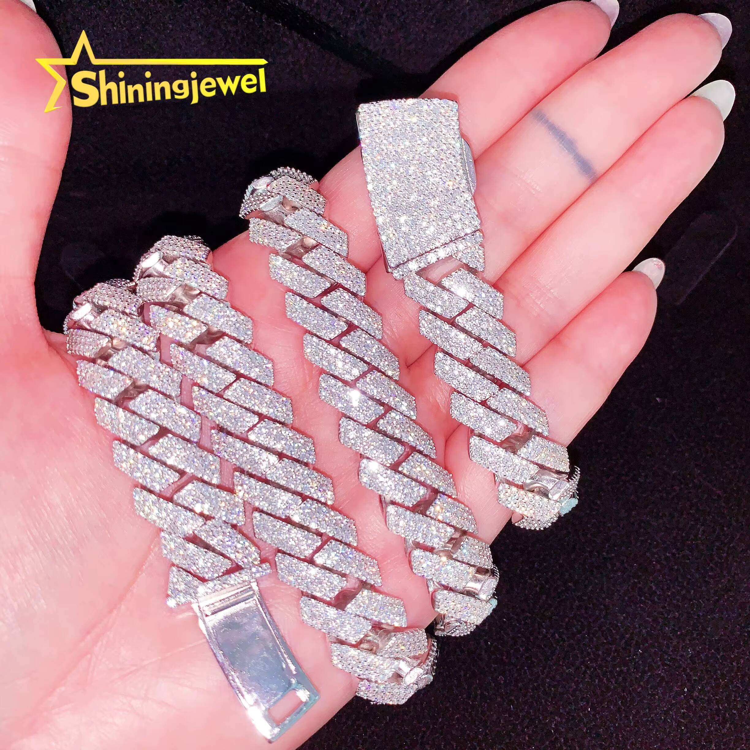 Fair Deal Promotion Heavy Thick 15mm Cuban Link Chain Moissanite Cuban Bracelet Necklace Custom Diamond Cuban Links