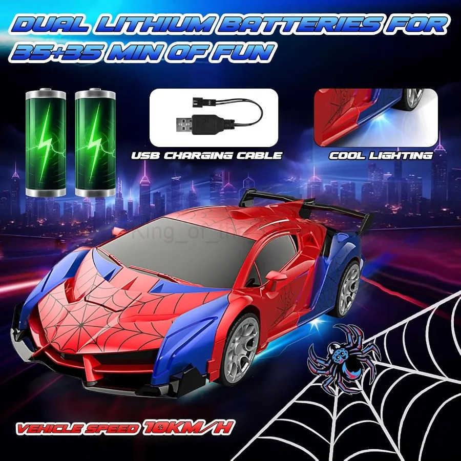 Disney 24GHz Deformable Spider Remote Control Car - Robot Car with Stunts Rechargeable Battery LED Lights Toy Gift for Boys Girls H251203