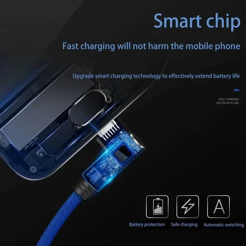 90 Degrees Line Fast Charging Type C Quick Charge USB C Cable for Gamer for Mobile Phone Charger Cables C251203