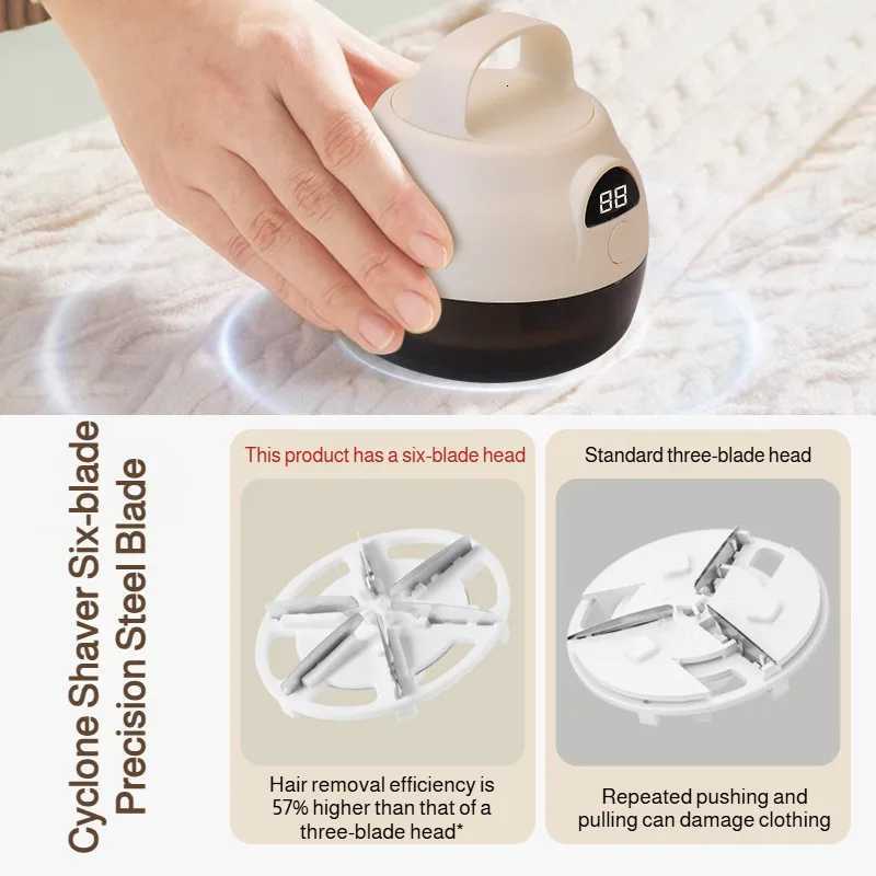 Rechargeable Fabric Shaver Lint Remover 6 Blades Portable Electric Clothes Shaver For Sweater Care Battery-Powered Lint Fuzz M251203 - view 5