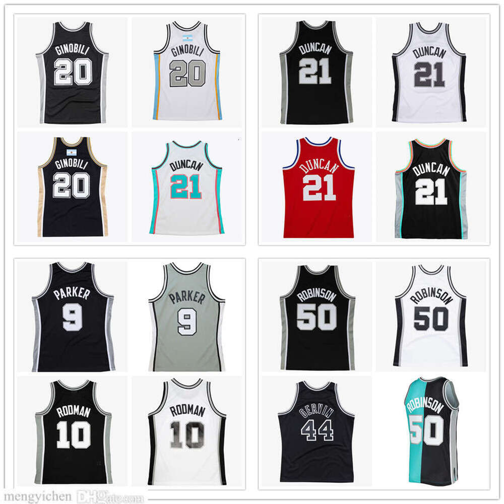 Retro Men's XS-6XL Basketball Jersey Tony 9 Parker Dennis 10 Rodman Manu 20 Ginobili Tim 21 Duncan David 50 Robinson Vintage