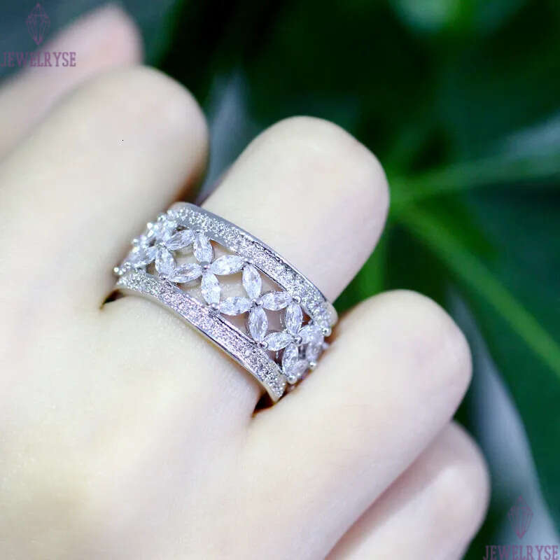Vintage designer ring AAA CZ Bride Wedding Flower Copper Size 6-9 Luxury Jewelry Designer Full White Cubic Zirconia Silver Engagement Rings Party For 