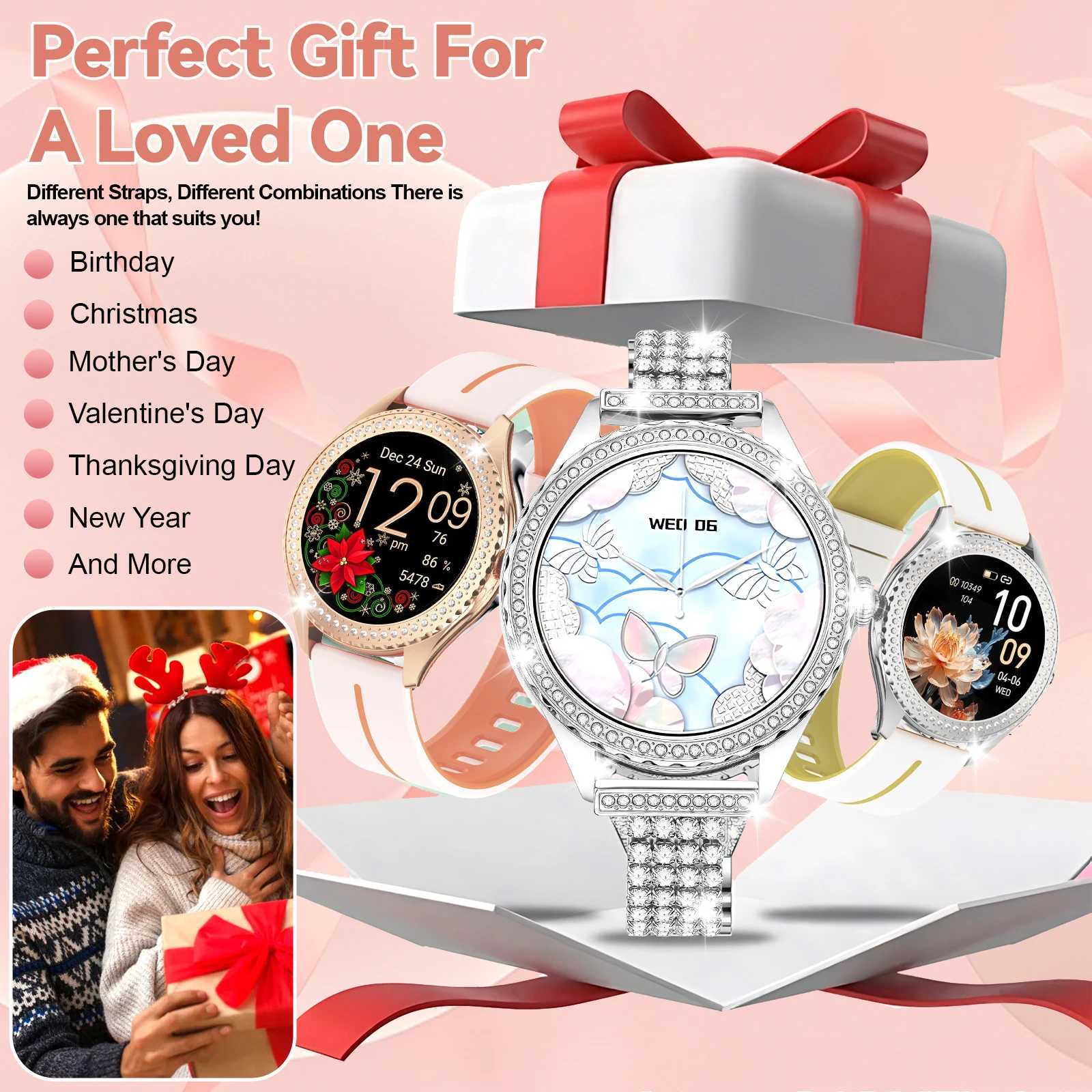 Smart Watch Wen Wireless Call Rate Blood Pressure Al Steps Calories Mtiple Sports Modes Perfect Gift for Wen C251203