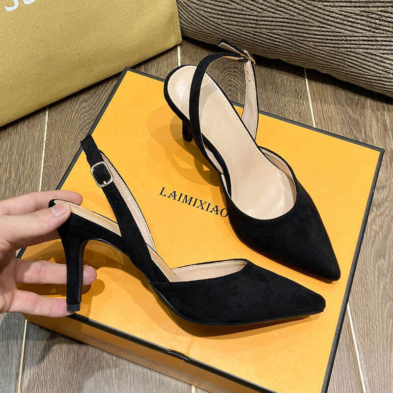 Early Spring Nude stiletto Heel Pointed Toe Designer shoe Shallow Mouth One-Strap slingback Heels Women's Shoes with Straps