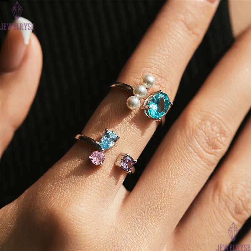 luxury diamond designer ring for woman imitation pearl 925 sterling silver 5A zirconia womens wedding engagement band rings jewelry opening adjustable