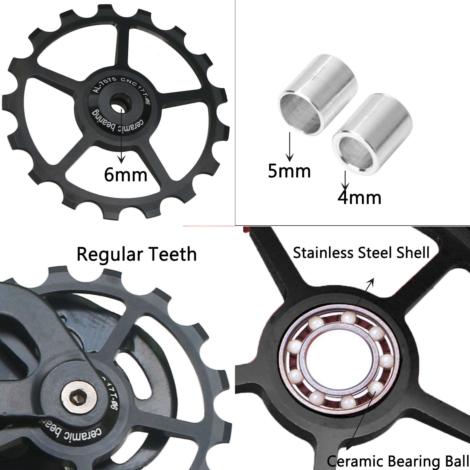 New Product Mountain Bike Ceramic Rear Derailleur Guide Wheel Aluminum Alloy Shifter Accessories 11T-16T 250902
