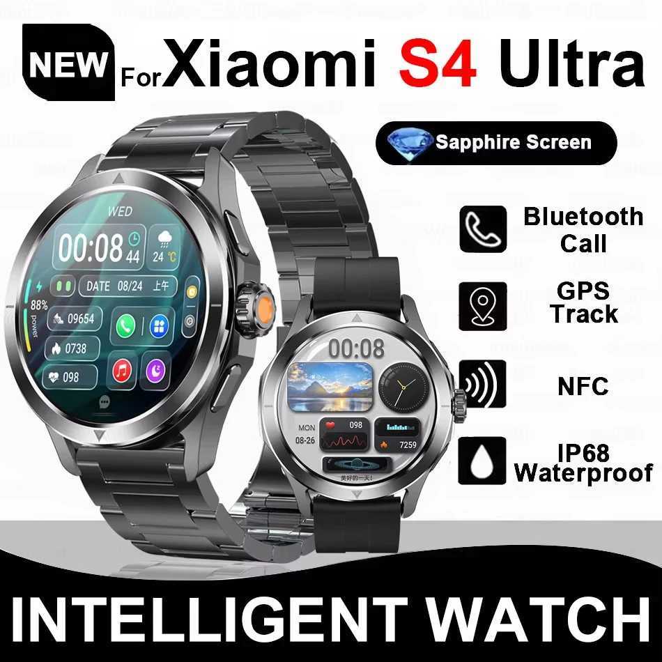 New For S4 tra Outdoor Sports Smart Watch Men 153 inch AMOLED NFC GPS Cpass rate Waterproof BT Call Smartwatch C251203