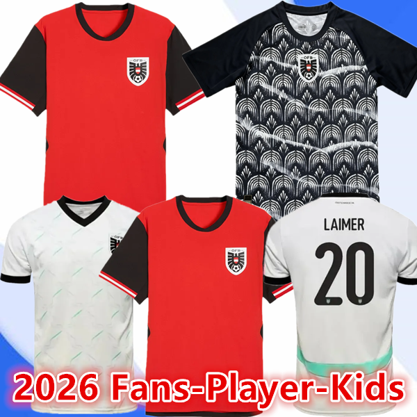 2025 2026 Austria Soccer Jerseys 50th ALABA BAUMGARTNER DANSO SCHLAGER GRILLITSCH SEIWALD LAIMER SABITZER POSCH WIMMER national team25 26 football shirts