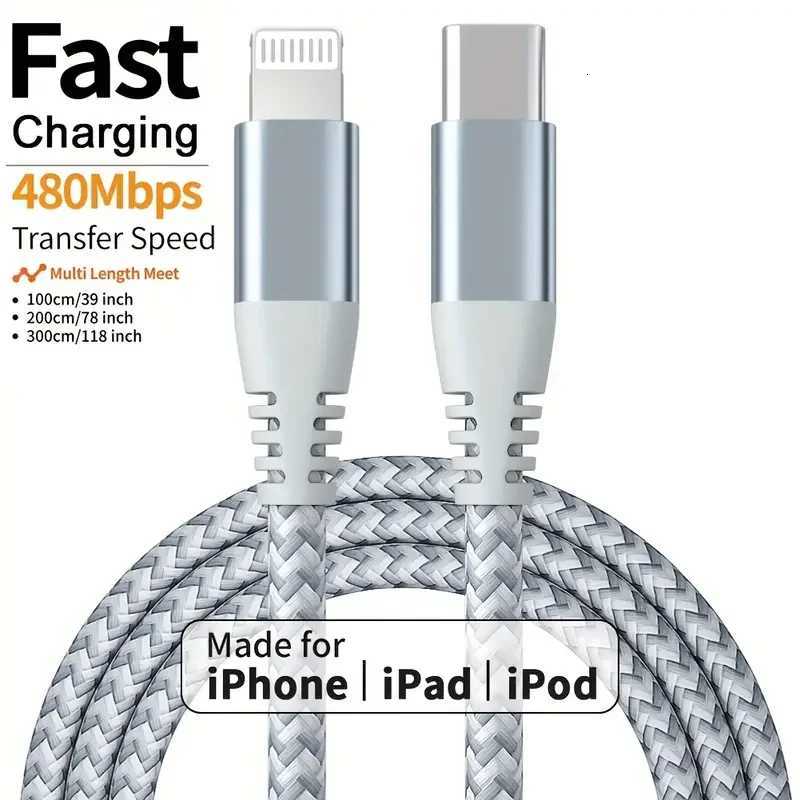 1PC 2PCS MFi Certified Fast Cable durable Nylon Braided Cord USB C to Lightning Cable Fast Charging Data for iPhone 14 13 12 11 C251203