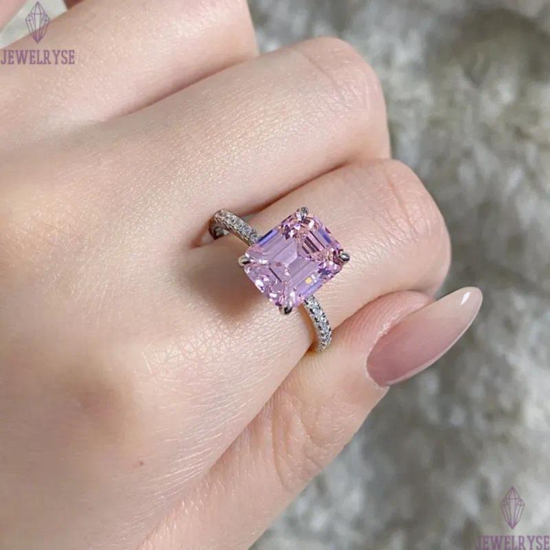 pink diamond designer ring for woman wed 925 sterling silver 5A zirconia round pear love wedding engagement heart band rings womens luxury jewelry siz